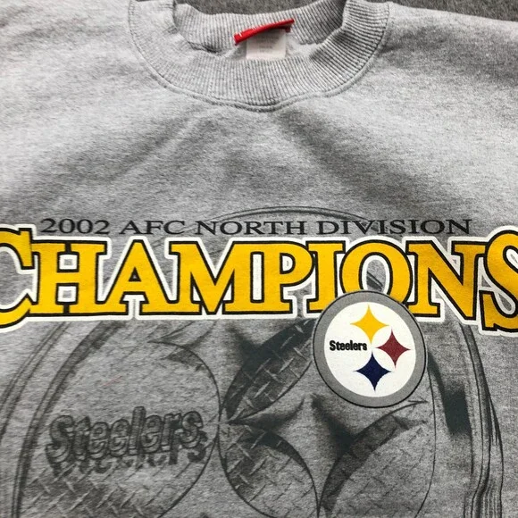 Vintage Pittsburgh Steelers Sweatshirt Mens XL Gray 2002 AFC Champions Crewneck